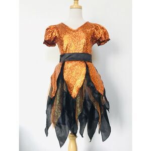Kids Girls 8-10 Orange/Black Witch Halloween Costume